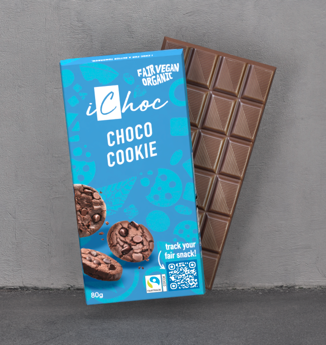 The Choco Cookie variety from iChoc chocolate in organic, vegan and fairtrade.